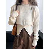 Autumn Short Zipper Sweater Western Style High Sense Special-interest Design Round Neck Pullover Conceitastral