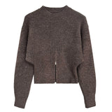 Autumn Short Zipper Sweater Western Style High Sense Special-interest Design Round Neck Pullover Conceitastral