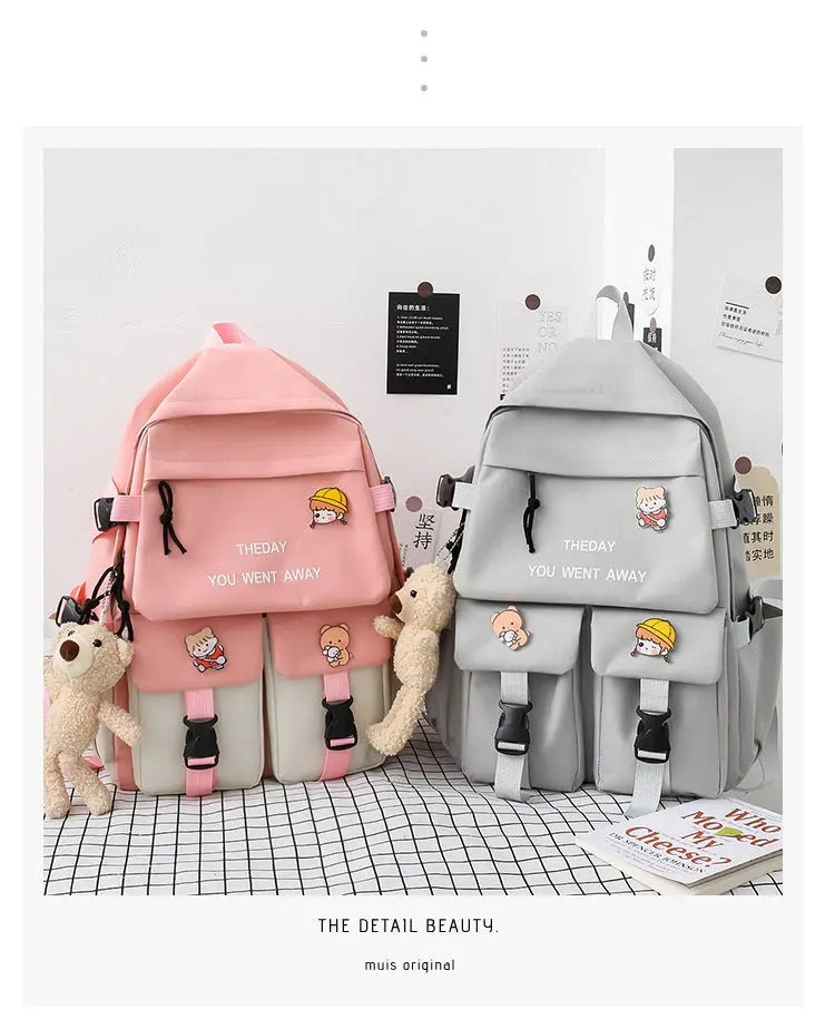 Backpack Five-piece Set Color Matching Middle School Students Conceitastral