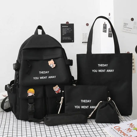 Backpack Five-piece Set Color Matching Middle School Students Conceitastral