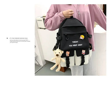 Backpack Five-piece Set Color Matching Middle School Students Conceitastral