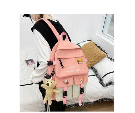 Backpack Five-piece Set Color Matching Middle School Students Conceitastral