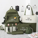 Backpack Five-piece Set Color Matching Middle School Students Conceitastral