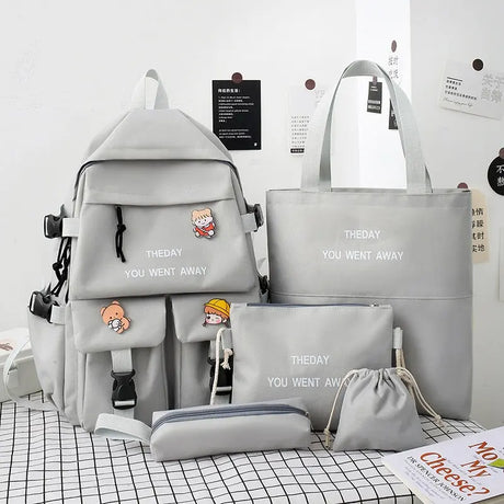 Backpack Five-piece Set Color Matching Middle School Students Conceitastral