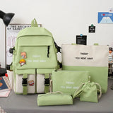 Backpack Five-piece Set Color Matching Middle School Students Conceitastral