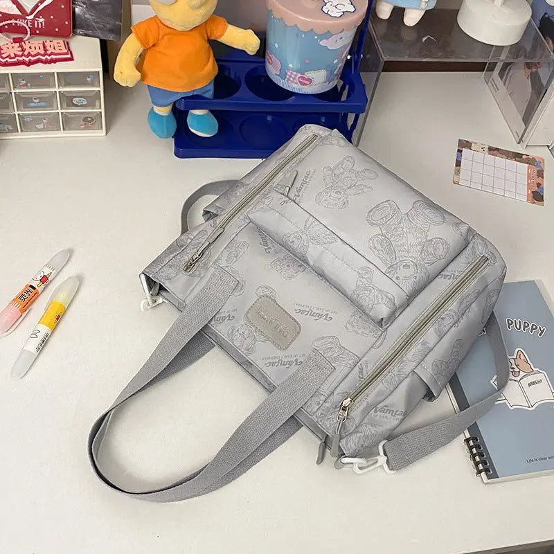 Bear Print Large Capacity Multi-Pocket Tote Bag Shoulder Bag Crossbody Lightweight For Going Out Handbag Conceitastral