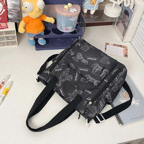 Bear Print Large Capacity Multi-Pocket Tote Bag Shoulder Bag Crossbody Lightweight For Going Out Handbag Conceitastral