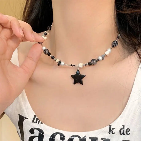 Black XINGX Beaded Necklace For Women Conceitastral