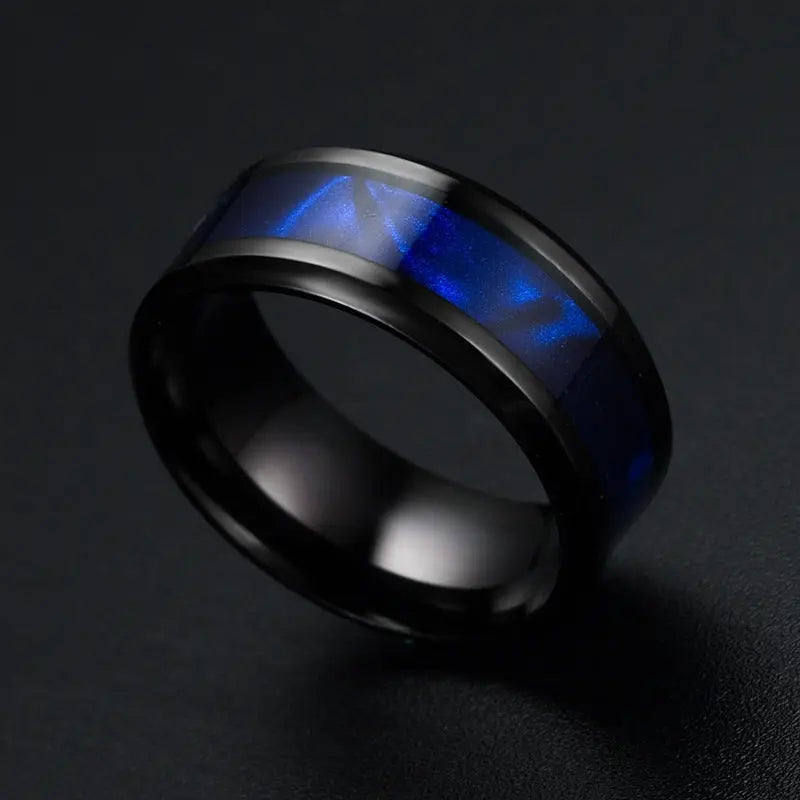 Blue Shell Titanium Steel Ring Fashion Personality Men And Women Ring Conceitastral