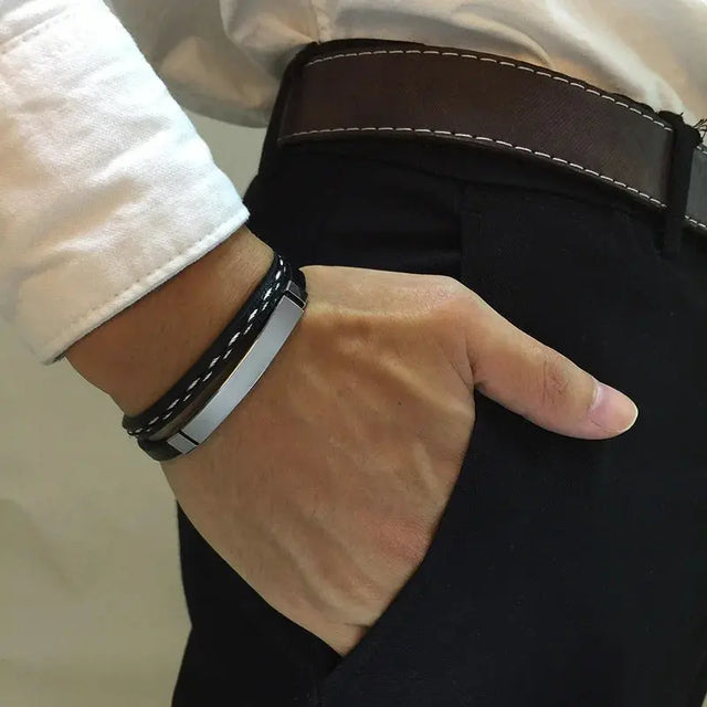 Bracelete de Couro Trançado Duplo - Estilo e Durabilidade Conceitastral