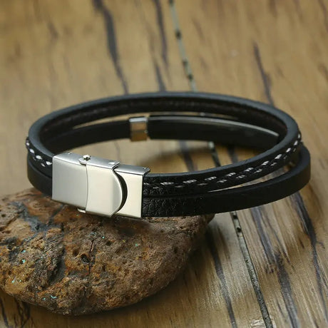 Bracelete de Couro Trançado Duplo - Estilo e Durabilidade Conceitastral