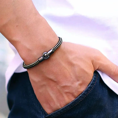 Bracelete masculina de Corda Trançada - Estilo Boho Chic Conceitastral