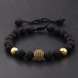 CZ Zircon Pave Lava Weaving Bracelet Men Beads Conceitastral