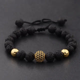 CZ Zircon Pave Lava Weaving Bracelet Men Beads Conceitastral