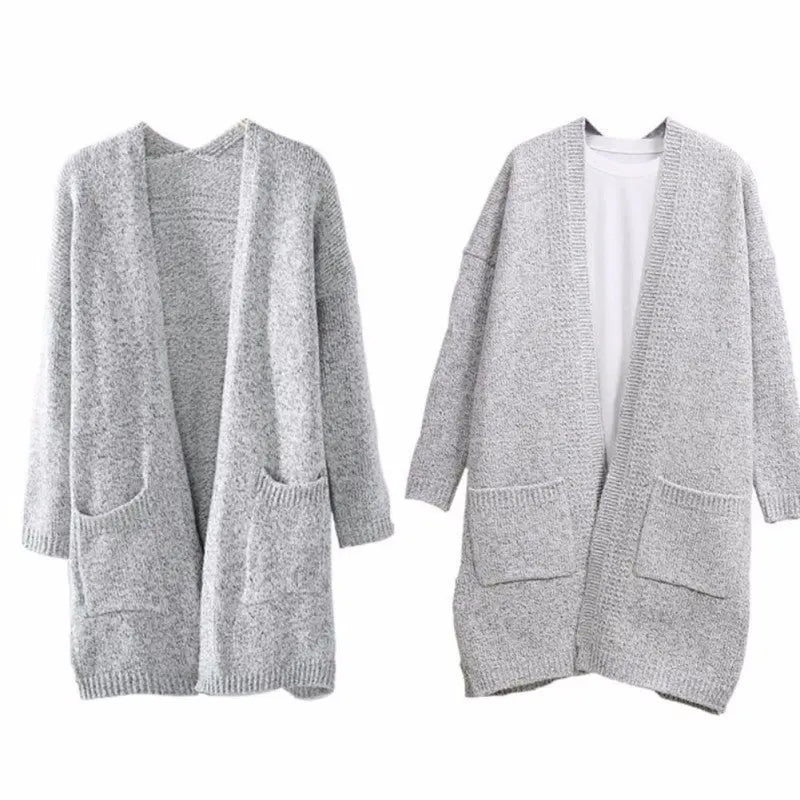 Cardigan Coat Women's Mid-length Long Sleeve Large Pocket Sweater Conceitastral