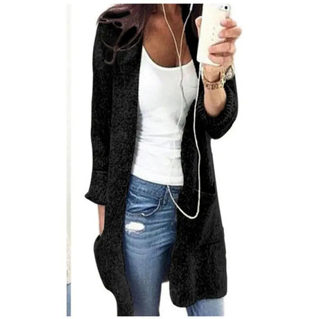 Cardigan Coat Women's Mid-length Long Sleeve Large Pocket Sweater Conceitastral