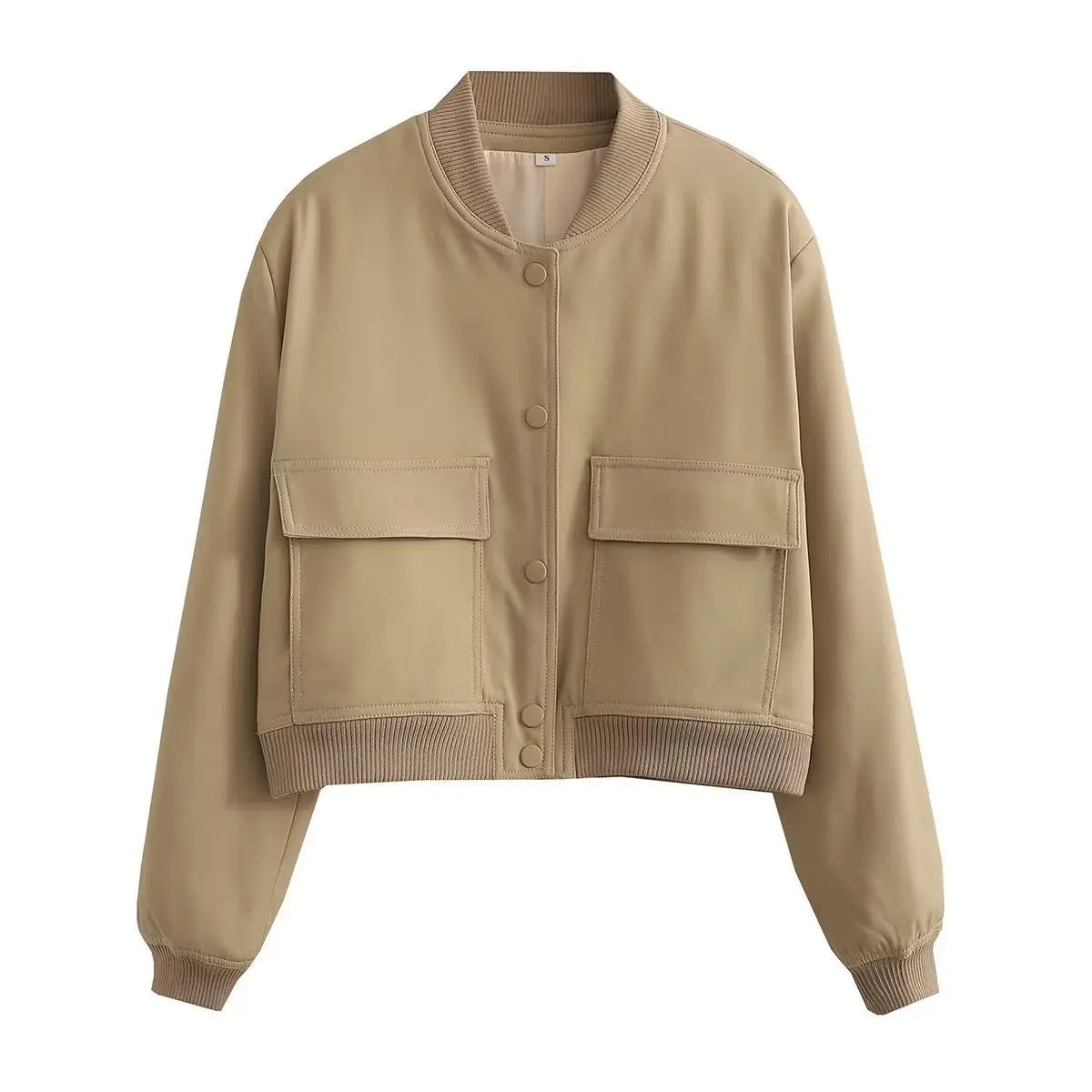 Casual Single-breasted Stand Collar Short Jacket With Pockets Fashion Long Sleeve Outwear Tops Coat For Womens Clothing Conceitastral
