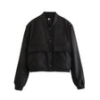 Casual Single-breasted Stand Collar Short Jacket With Pockets Fashion Long Sleeve Outwear Tops Coat For Womens Clothing Conceitastral