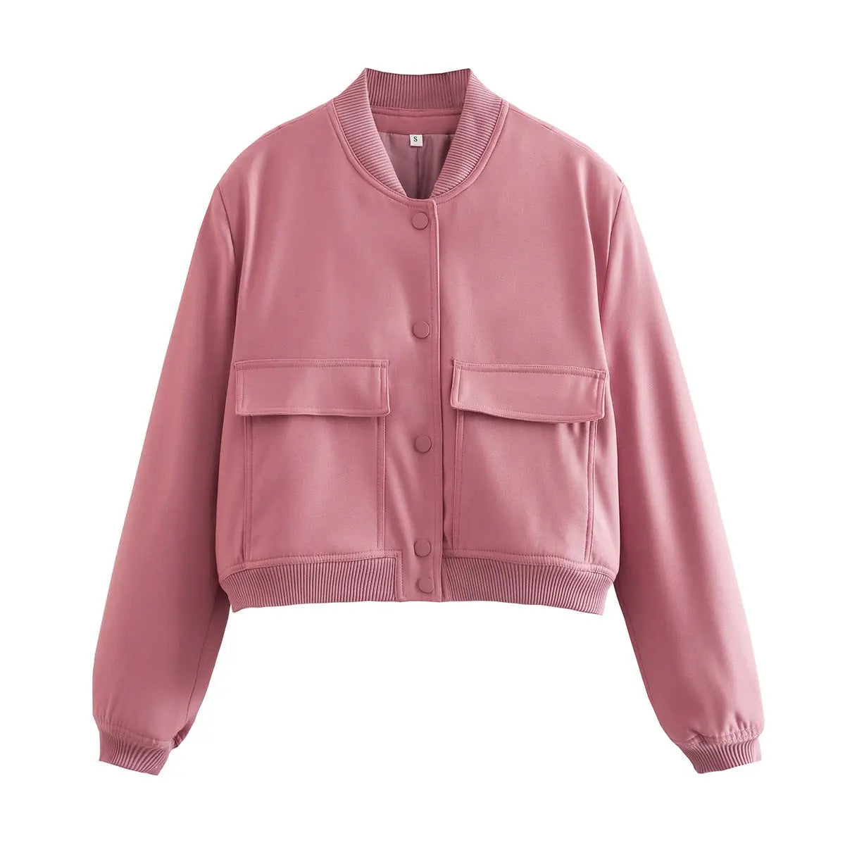 Casual Single-breasted Stand Collar Short Jacket With Pockets Fashion Long Sleeve Outwear Tops Coat For Womens Clothing Conceitastral