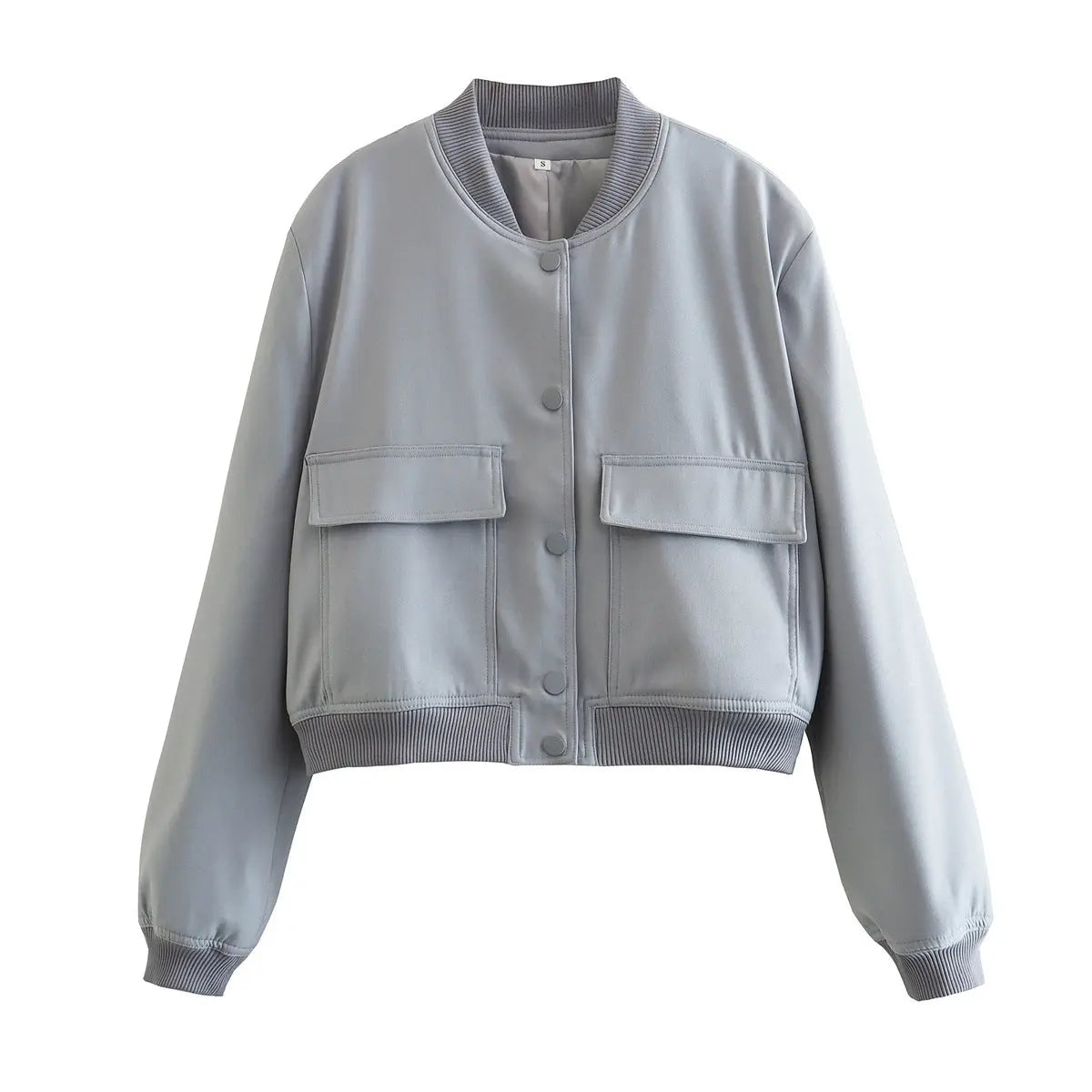 Casual Single-breasted Stand Collar Short Jacket With Pockets Fashion Long Sleeve Outwear Tops Coat For Womens Clothing Conceitastral