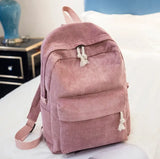 Corduroy Backpack Students Shoulder School Bags Conceitastral