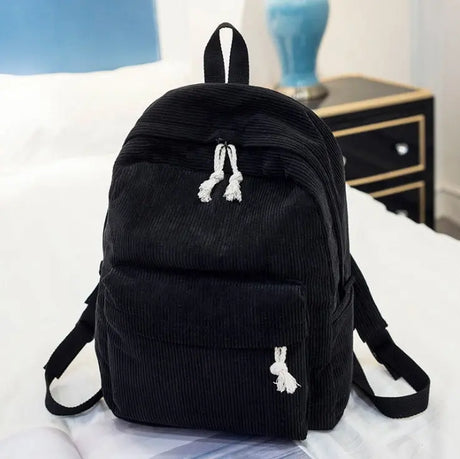 Corduroy Backpack Students Shoulder School Bags Conceitastral