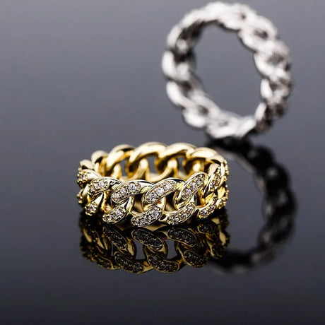 Cuban Chain Ring Inset Zircon Plating Hip Hop Rings For Men And Women Conceitastral