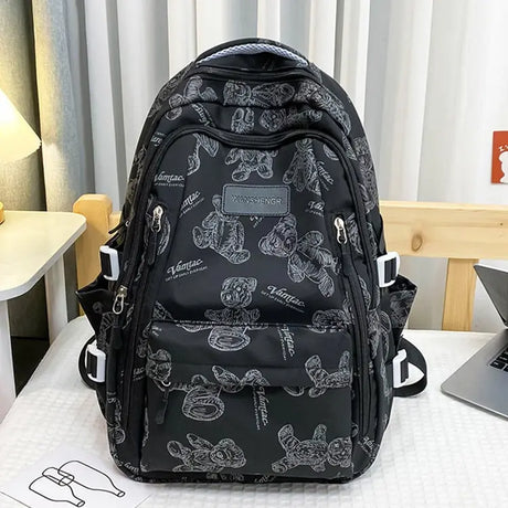 Cute Bears Print Backpack Fashion Versatile Large Capacity Travel Bags Women Junior High School Students Schoolbag Girls Campus Bag Conceitastral