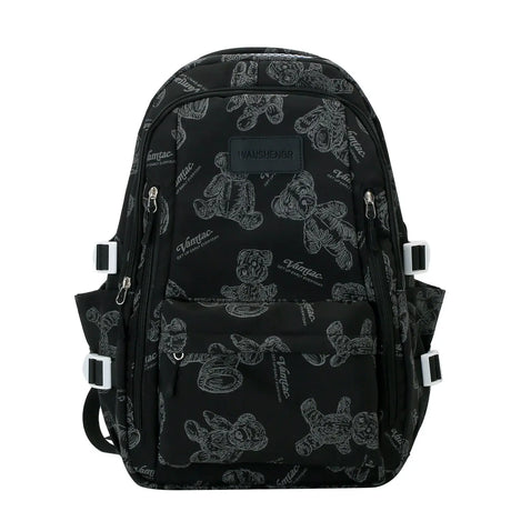 Cute Bears Print Backpack Fashion Versatile Large Capacity Travel Bags Women Junior High School Students Schoolbag Girls Campus Bag Conceitastral