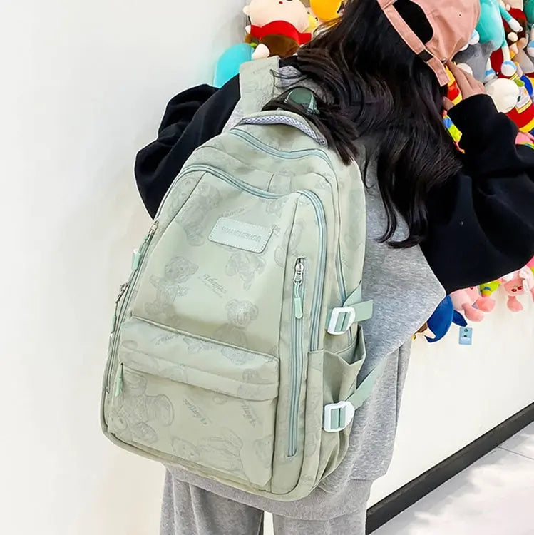 Cute Bears Print Backpack Fashion Versatile Large Capacity Travel Bags Women Junior High School Students Schoolbag Girls Campus Bag Conceitastral