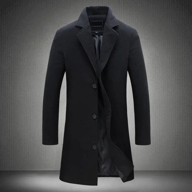 2020 outono e Inverno Nova Mens Cor Sólida Business Casual Casaco de Lã/Dos Homens High-end Da Marca Longo Fino casaco Masculino Casaco de lã Conceitastral
