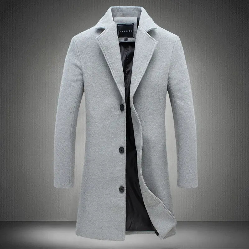 2020 outono e Inverno Nova Mens Cor Sólida Business Casual Casaco de Lã/Dos Homens High-end Da Marca Longo Fino casaco Masculino Casaco de lã Conceitastral