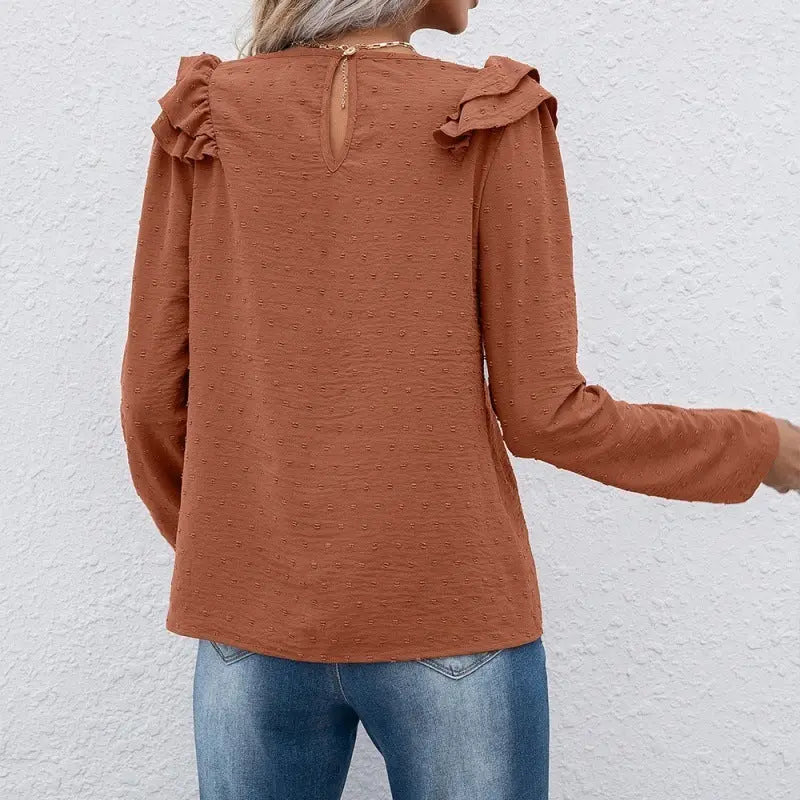 Dot Jacquard Long-sleeved Round Neck Pullover Shirt Conceitastral
