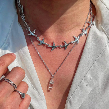 Double Layer Twin Clavicle Chain All-match Men Conceitastral