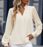 Early Autumn V-neck Lace Stitching Long-sleeved Shirt Conceitastral