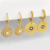 Earrings Women Temperament Sun Flower Earrings Inlaid Zircon Conceitastral