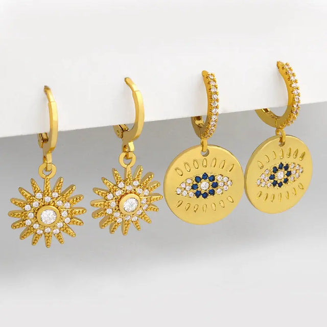 Earrings Women Temperament Sun Flower Earrings Inlaid Zircon Conceitastral