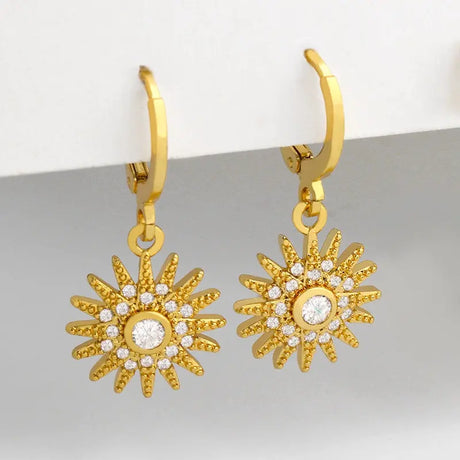 Earrings Women Temperament Sun Flower Earrings Inlaid Zircon Conceitastral