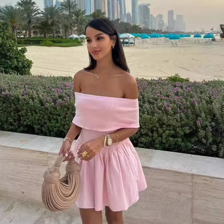 European And American Style Beach Holiday Sexy Dress Knitted Hollow-out Off Collar Conceitastral