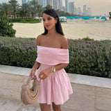 European And American Style Beach Holiday Sexy Dress Knitted Hollow-out Off Collar Conceitastral