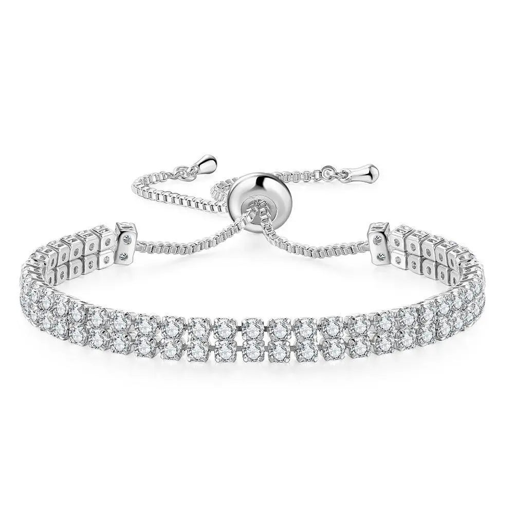 Fashion Double Row Zircon Bracelet For Women Rhinestone Bracelet Conceitastral