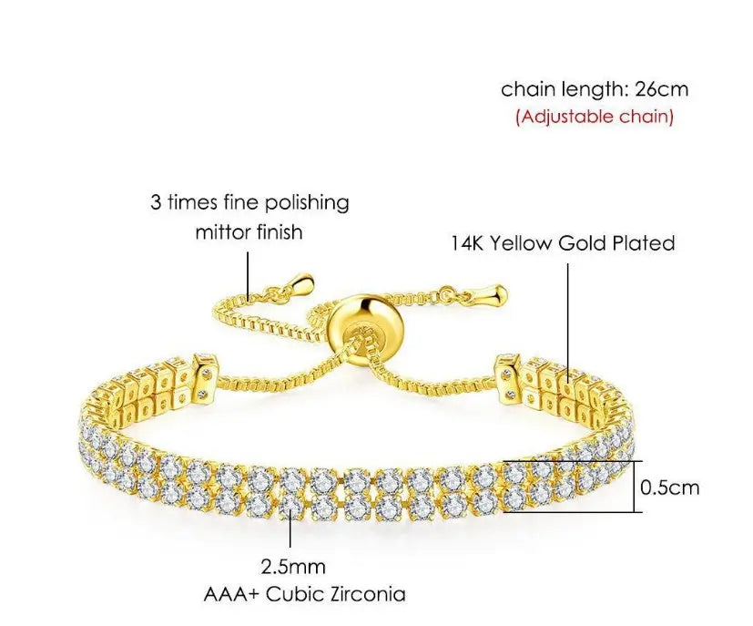 Fashion Double Row Zircon Bracelet For Women Rhinestone Bracelet Conceitastral