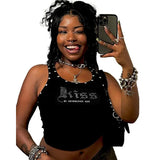 Fashion Rivet Rhinestone Short Top Conceitastral