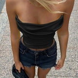 Fashion Tube Top Fishbone Cinched Waist Waistcoat Women Conceitastral