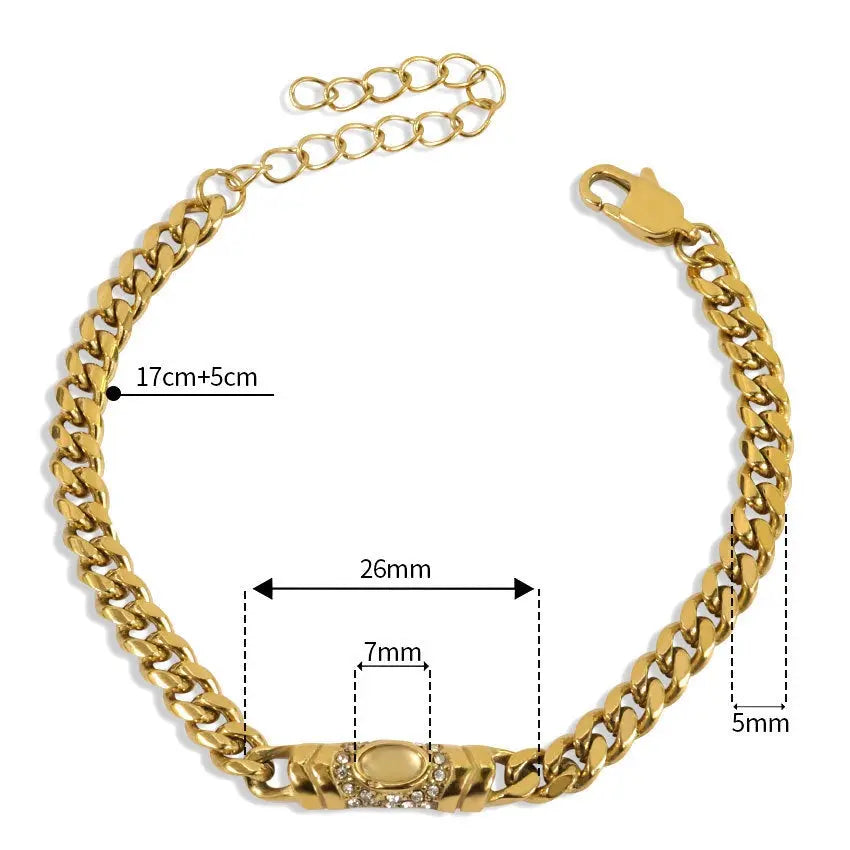 Fashion jewelry Cross-border Niche Retro Cuban Collarbone Necklace Bracelet Conceitastral