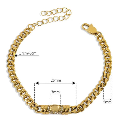 Fashion jewelry Cross-border Niche Retro Cuban Collarbone Necklace Bracelet Conceitastral