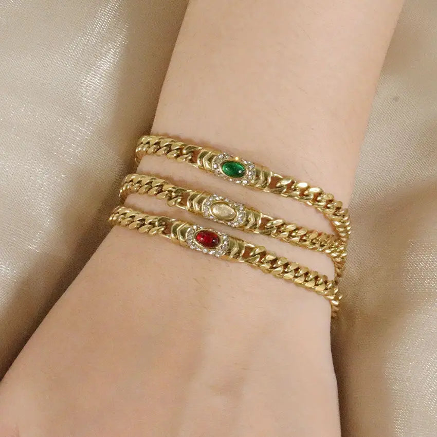 Fashion jewelry Cross-border Niche Retro Cuban Collarbone Necklace Bracelet Conceitastral