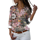 Flower 3D Digital Printing Long Sleeve Lapel Shirt Conceitastral