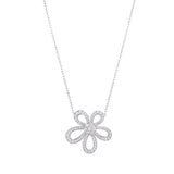 Full Diamond Five Petal Flower Pendant Necklace Conceitastral