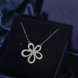 Full Diamond Five Petal Flower Pendant Necklace Conceitastral